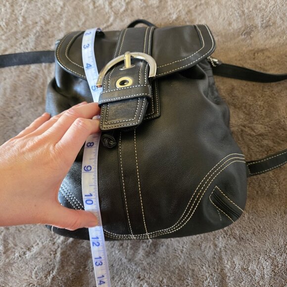Vintage Coach Soho 3559 Black Leather Backpack Purse Drawstring Buckle - Picture 15 of 16